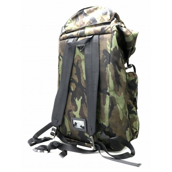 Prada Backpack Nylon Camouflage Daypack Black Rucksack - Picture 1 of 9